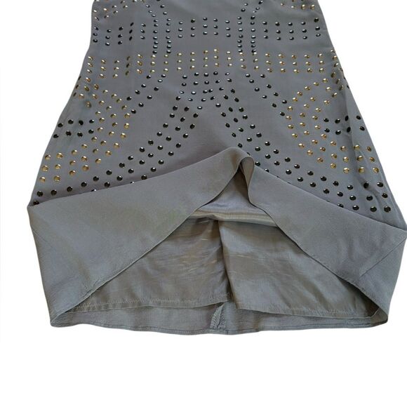 Cynthia Rowley Silk Studded Mini Dress Slate Blue Gray Womens Size 8 - Picture 6 of 12